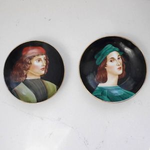 Giuseppe Chiurato - Italian Vintage Handpainted Plates - Raffaello & Leonardo